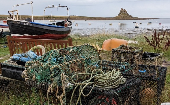 Holy Island and crab pots